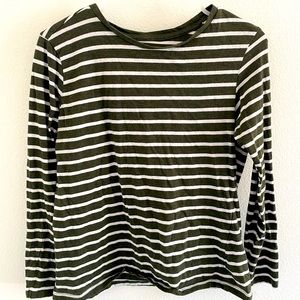 Emerald green and white stripe top